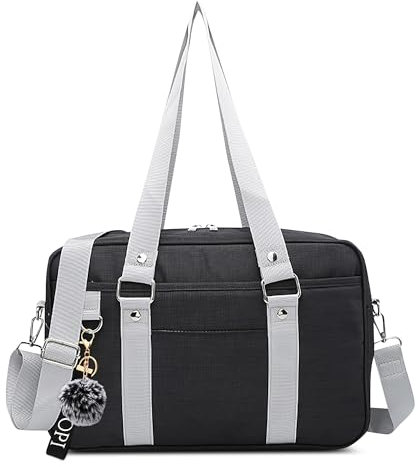 DEEVORCA Moda Casuale Donna Borsa A Tracolla 13.3 Pollici Laptop Borse A Mano Grande Messenger Bag Nylon Viaggio Lavoro Borse A Spalla Borse Computer Portatili Pompon Decorazione Nero B