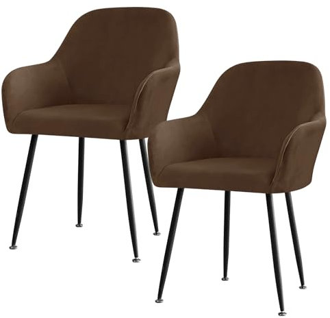 Betylifoy Stretch Stuhlbezug Stuhlhusse 2er Set, Elastischer Stuhlbezug Stuhlhussen mit Armlehne Abnehmbare Stuhlbezug Braun Schonbezug für Esszimmer Wohnzimmer Hochzeit, Partys Deko (Braun)