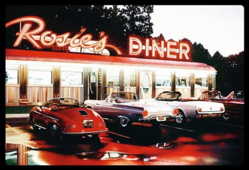 mrdeco Metall Schild 30x40cm gewölbt Rosies Diner Neon Leucht Reklame Sprüche Blechschild