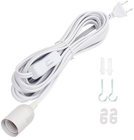 VIEVRE Portalampada E27 con cavo, attacco E27 con cavo e interruttore, attacco E27 con cavo di alimentazione e spina europea, portalampada con cavo, portalampada con interruttore, portalampada con