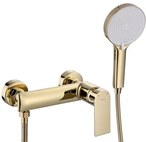 Rea ROBINET DE DOUCHE VENETA GOLD Mitigeur Salle de Bain en Laiton Monocommande Chaude et Froide Réglable (doré)