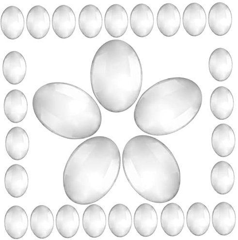 Healeved 30pcs Glass Nail Polish Display Beads Oval Shape Nail Size Chart and Salon Use