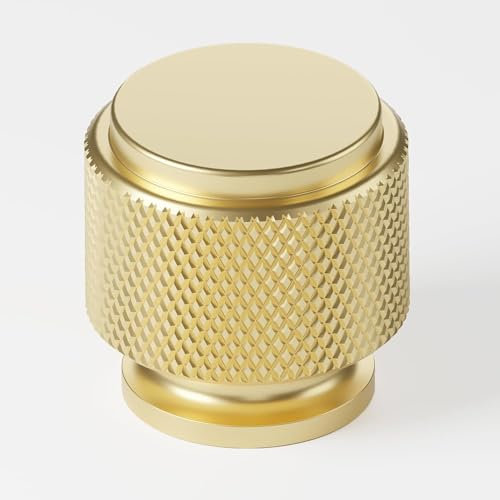 Amerdeco 10 Pack Gold Knurled Cabinet Knobs Kitchen Cabinet Pulls for Drawer Dresser, Cupboard and Wardrobe AM003