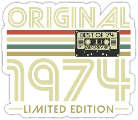 Spreadshirt 1974 Vintage Retro 50. Geburtstag Geschenkidee Sticker, max. 10 x 10 cm, 10 x 10 cm, Mattweiß