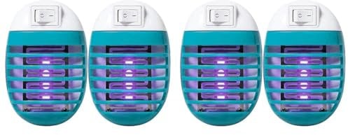 Juego de 4 Atrapasuemoscas eléctricas de interior para enchufar, eléctrico Insecticida, lámpara antimosquitos, antimosquitos lámpara, asesino de moscas con luz UV, profesional anti mosca eléctrica