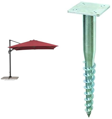 Schneider Sonnenschirm Rhodos Twist, bordeaux Universal-Bodendübel für Ampelschirme, 897-55, zum Eindrehen, 6.5 kg