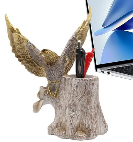 Tuxxjzm Adlerfigur,Weißkopfseeadlerfigur,Eagle Stump Bleistifthalter | Stump Eagle Statue Bleistift-Organizer, realistische Kunstharz, für Wohnzimmer-Dekoration, Arbeitszimmer-Verschönerung,