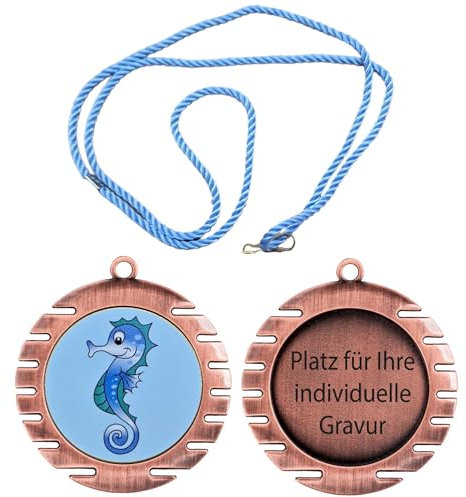 eberin · XL Medaille Schwimmen Ø 70mm · Seepferdchen · Frühschwimmer Medaillen · Schwimmabzeichen · Schwimmkurs · Medaille personalisierbar mit Gravur · Gold//Silber//Bronze (Bronze MIT Gravur)
