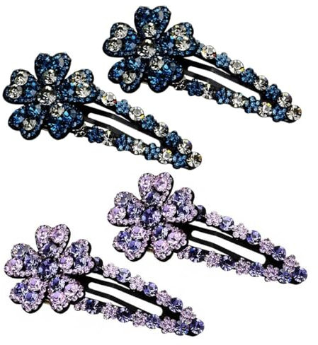 EORPAVU Mollette per capelli,Accessori per capelli con clip superiore, fermagli per capelli eleganti da donna,2 paia fermagli per capelli con strass da donna