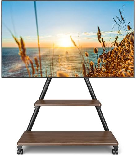 TVON Soporte de TV Rolling para TVs de 43 a 80 Pulgadas hasta 68 kg, Soporte de TV portátil sobre Ruedas, Altura Ajustable, Soporte de TV móvil con estantes, VESA máximo de 600x400mm