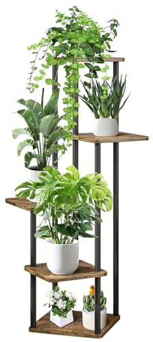 JARAGAR Blumenständer für Draußen, 5-Tier Blumentreppe Metall für Mehrere Pflanzen, Gestaffelte Blumentopf Ständer für Patio Garten Balkon Wohnzimmer Schlafzimmer