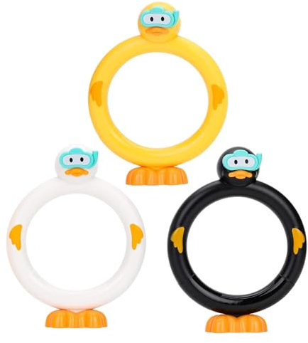 Diving Pool Toys, Kids Water Toys, Cute Diving Duck Swimming Toys, Colorful Training Sinking Throwing Dive Sticks, 3 Pool Toys Underwater Game Diving Rings for Pool Swimming