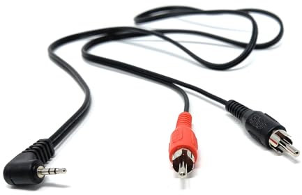 DRUT 1m 2.5mm Stereo Right Angled Jack Plug to 2 x RCA Phono Plugs Audio Cable Lead 3.3ft