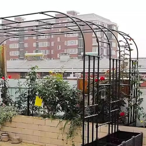 Tonnelle de Jardin en Métal de 2,4 M Demi-Côté Arche de Mariage Plante Grimpante Grande Arche de Jardin Demi-Arche en Métal Pergola Treillis Extérieur Noir