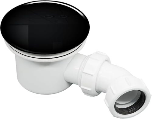 ZANOFIRA 90mm Black Shower Waste Trap, Shower Drain Cover Fast Flow Easy Clean Tray Waste Trap Shower Enclosure Waste Tray, Chrome