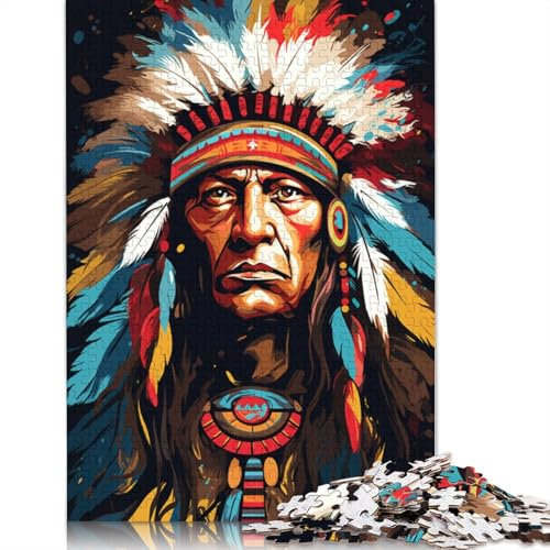 Puzzle für Erwachsene und Kinder, 1000 Teile, Indianer-Puzzle für Erwachsene, Papppuzzle, Familienspiele, Weihnachts- und Geburtstagsgeschenke, 38 x 26 cm