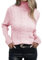 iChunhua Cosy Plain Womens Cable Knit Jumper Pink Fall Ladies Ribbed Turtle Neck Jumpers Side Split Pink L