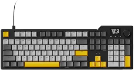 AJAZZ AK35I V3 kabelgebundene Gaming-Tastatur 104 Tasten in voller Größe mit Multimedia-Tasten und Kontrolltaste | Fünfschichtiges Pad | OEM-Profil PBT-Tasten | Tastatur