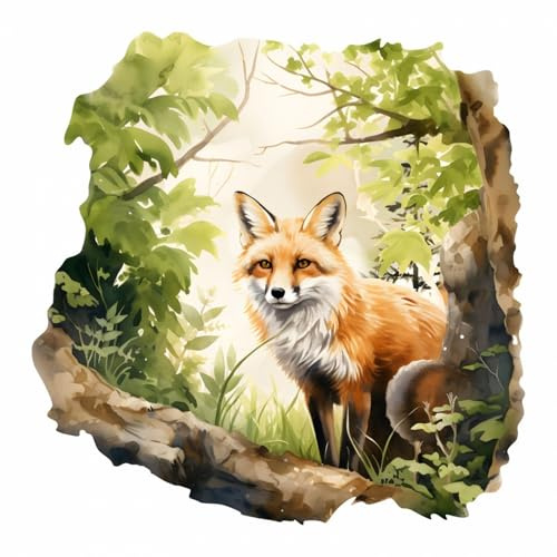 254 Wandtattoo Fuchs im Wald in 4 vers. Größen Größe 1000 x 1000 mm