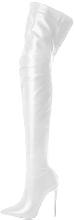 ticticlily Stivali Donna Alti Sopra Il Ginocchio Lunghi Elastico Comodi Scarpe A Bianco 36 EU