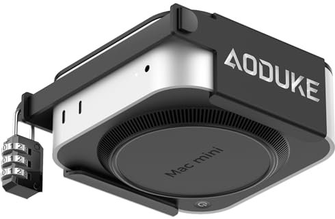 AODUKE Aluminum Alloy 2024 Mac Mini M4 with Combination Lock Security Bracket, Compatible with VESA Hole Monitor or Plaster wall, with lock Anti-theft dock (Black with lock Stand)