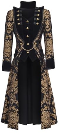 Diajosa cos Women's Renaissance Gothic Coat Medieval Pirate Steampunk Vest Jacket Victorian Tailcoat Frock Coat
