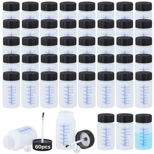 60-Pack Of 2Oz Paint Bottles For Touch-Ups With Applicator Brushes, Lids, And Mixing Balls For Stone Chips, Car Scratches, Walls
