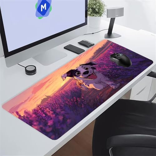 Animal Chien Lavande Tapis de Souris de Jeu 1500x800x2 mm Grand Tapis de Souris Gaming sous-Main Bureau Gamer Large avec Base Antidérapante Tapis de Clavier Lavable pour Gamer PC