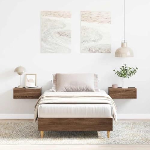 Teenpull Bettgestell ohne Matratze, Braun Eichen-Optik, 90x190 cm Einzelbett mit Lattenrost, Stabiler Holzwerkstoff Rahmen für Schlafzimmer, Modernes Design, Einfache Montage