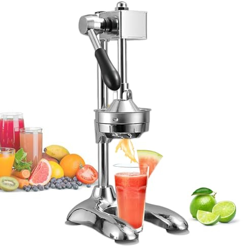 Glowdora Spremiagrumi Manuale Professionale A Doppia modalità, Spremiagrumi Professionale con Leva Ergonomica per Arance, Melograni, Lime E Angurie Silver