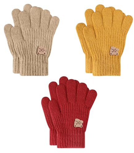 TAGVO 3 Paar Kinder Winterhandschuhe für 3-7 Jahre, Winter Thermo Strickhandschuhe Magische Handschuhe, Vollfinger Handschuhe Laufhandschuhe für Jungen Mädchen Das ideale Geschenk