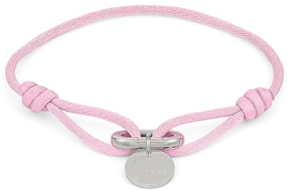 Copenhagen STUDIOS Fabric Link Bracelet - Damenarmband mit geknotetem Stoffband & Karabiner-Charm - Edelstahl poliert - stufenlos verstellbar