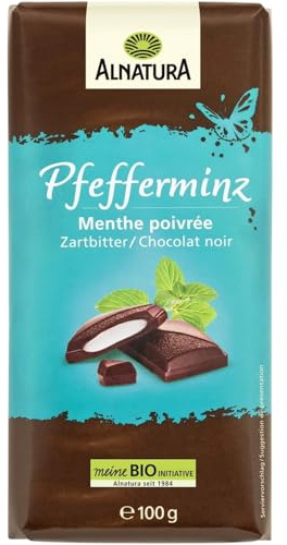 ALNATURA - Chocolat Noir 68% au Cœur Menthe Poivrée Bio - la tablette de 100g - Le Lot De 5
