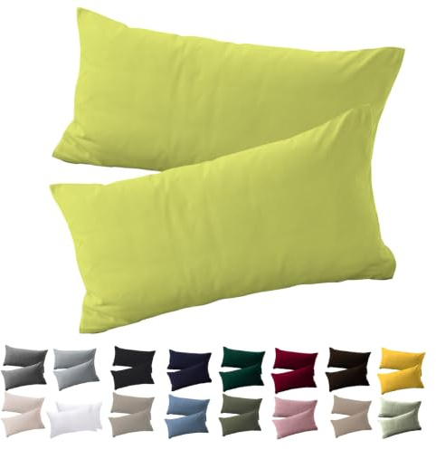 Soifox Kissenbezug 40x70 2er Set - Apfelgrün kopfkissenbezug Für Kissen 40 x 70 cm 100% Mikrofaser Resistent und Hypoallergen Kissenbezüge mit Reißverschluss