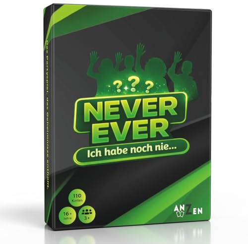 NEVER EVER - Ich habe noch nie Spiel | Partyspiel für Erwachsene oder Teens ab 16 Jahren | Kartenspiel-Klassiker mit über 100 abwechslungsreichen & frechen Fragen | Geschenkidee Ostern Männer Frauen