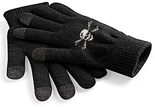 Fan-O-Menal Touch-Handschuhe mit Einstickung - Totenkopf Skull - 31652/2 schwarz Gr. S-XL Größe L/XL