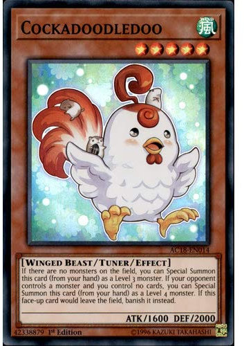YuGiOh AC18-EN014 1. Auflage Cockadoodledoo Super seltene Karte – (Adventskalender 2018 Einzelkarte)