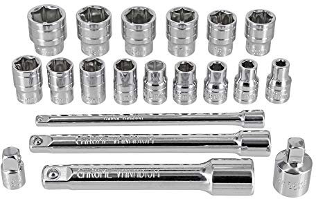 Stecknüsse Steckschlüsselsatz 20tgl 6-20mm CrV Nuss Set Stahl Kipp Verlängerung Stab Adapter vielzahn Nüsse Bit Torx sechskant umschaltknarre Kfz