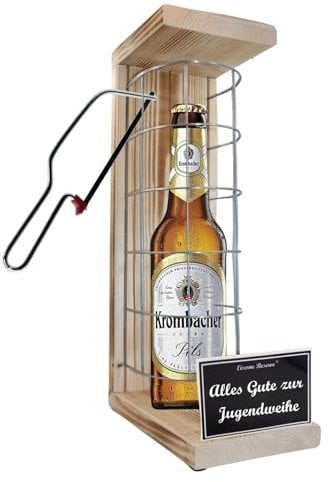 Krombacher Pils Jugendweihe Geschenke - Eiserne Reserve Black Edition Bier Biergeschenk s/w Alles Gute zur Jugendweihe Bier (1 x 0.5 l)