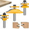 MAYLINE 3PCS Router Bit Set 1/2-Inch Shank, Raised Panel Cabinet Door Round Over Router Bit Set, Groove Tongue Wood CNC Milling Cutter Tool with Back-Cutter(Silver)