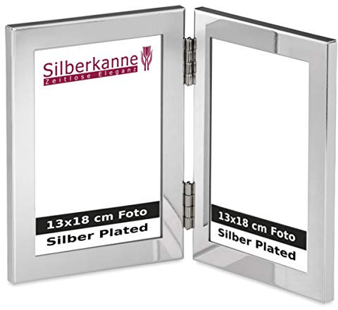 SILBERKANNE Doppel-Bilderrahmen Portraitrahmen 2X 13x18 cm Foto Premium Silber Plated edel versilbert in Top Verarbeitung