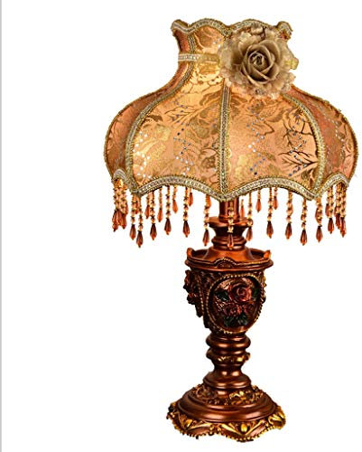 Lampada da comodino camera da letto retrò europea Lampada da comodino classica calda e creativa con lampada nostalgica classica E27 (Color : A, Dimensione : Remote control switch)