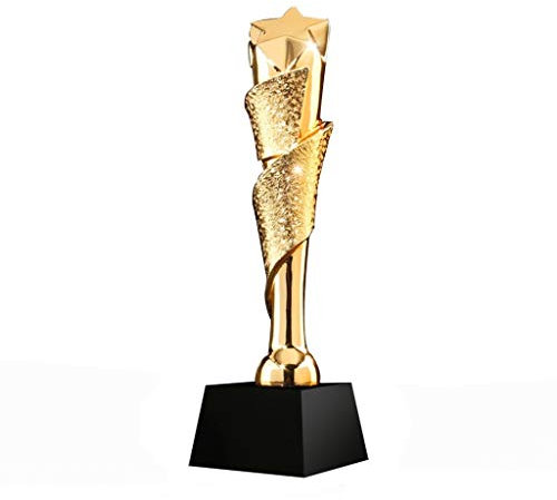 Pokale, Medaillen Auszeichnungen Pentagramm Kristalltrophäe Metall Creativ Trophy Harz Nach Maß Beschriftung Custom Freunde Geschenke Schicken (Color : Gold, Size : 8 * 8 * 30cm)