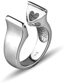 Quiges 925 Silber Eligo Ring mit darunterliegende Herzen für austauschbar 12 mm Viereck Zirkonia