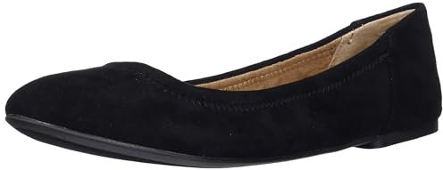 Amazon Essentials Women's Belice Slip On Ballet Flat, Black Microsuede, 7.5 UK Wide