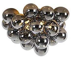 Qazqa - Design Deckenleuchte I Deckenlampe I Lampe I Leuchte schwarz mit Rauchglas 6 Lampen - Uvas I Wohnzimmer I Schlafzimmer - Kugel I Kugelförmig - LED geeignet G9