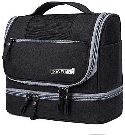 FORRICA Trousse de Toilette Grande Sac à Rangement Organisateuer Maquillage Cosmétique Suspendu Portable Voyage Camping Cosmétique Sac pour Hommes et Femmes Noir