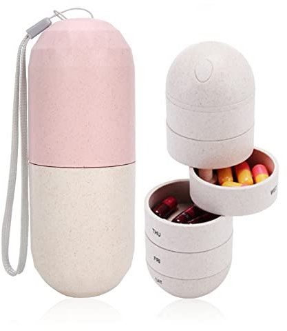 Weekly Pills Organizer, 7-Tage-Pillendose mit Kapselform, BPA Travel Camping Wasserdichter und tragbarer Reisemedizinbehälter für Vitamine