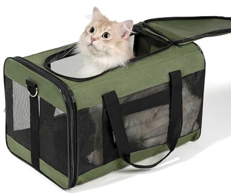 HITSLAM hundebox Faltbar Hundetransportbox Katzentransportbox Katzenbox Transportbox katzentasche für Hund, Katzen, Airline Zugelassen, Reisefreundliche Transporttasche (M)