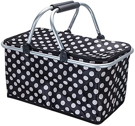 MYXE Einkaufskorb Faltbar 30 l Groß Picknickkorb Kühltasche Thermokorb, Starker Aluminiumrahmen, Wasserdicht für Reisen, Einkaufen, Camping
